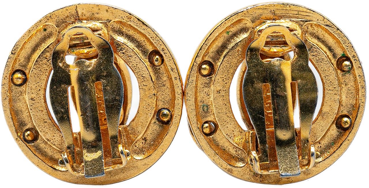 Chanel Gold Plated CC Clip On Earrings Goud