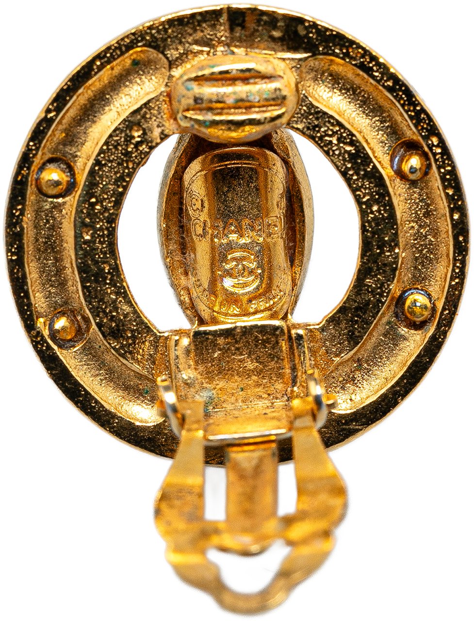 Chanel Gold Plated CC Clip On Earrings Goud