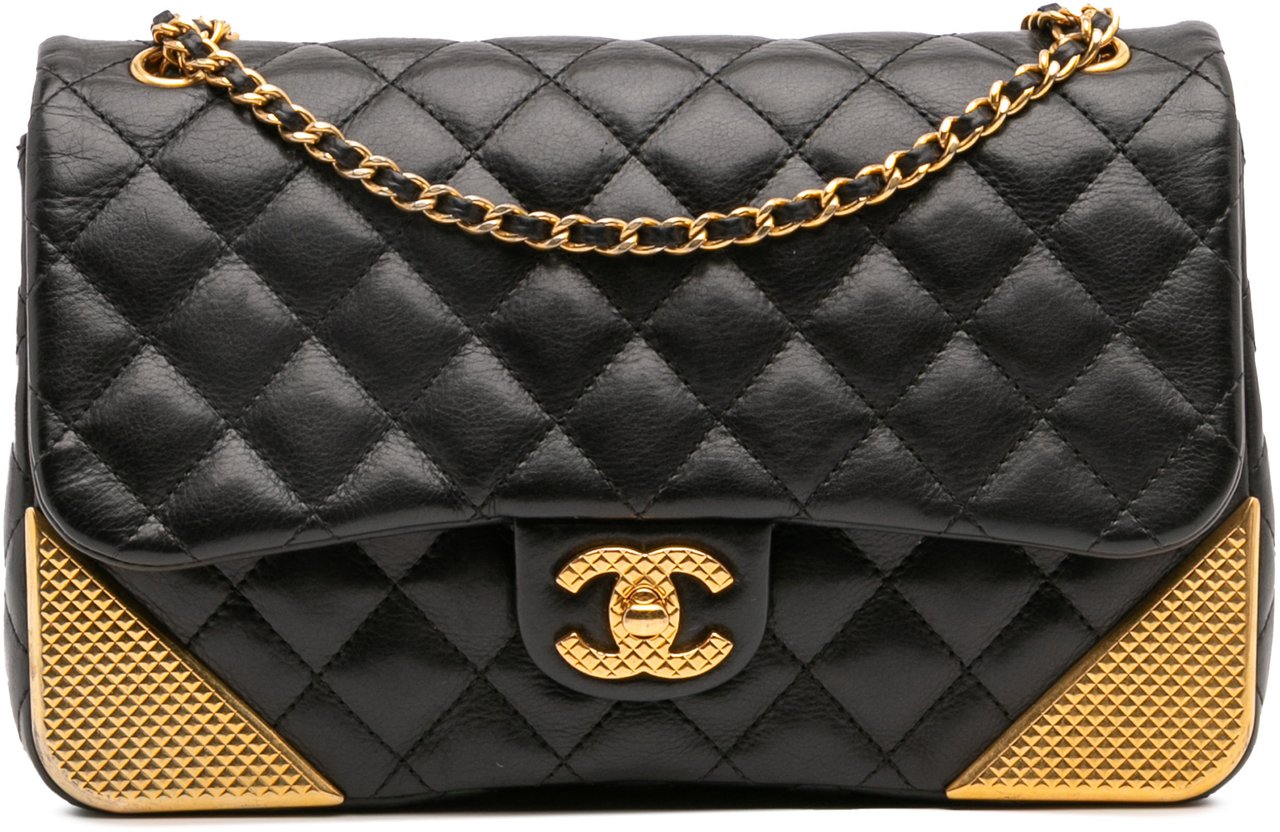 Chanel Quilted Calfskin Rock The Corner Flap Zwart