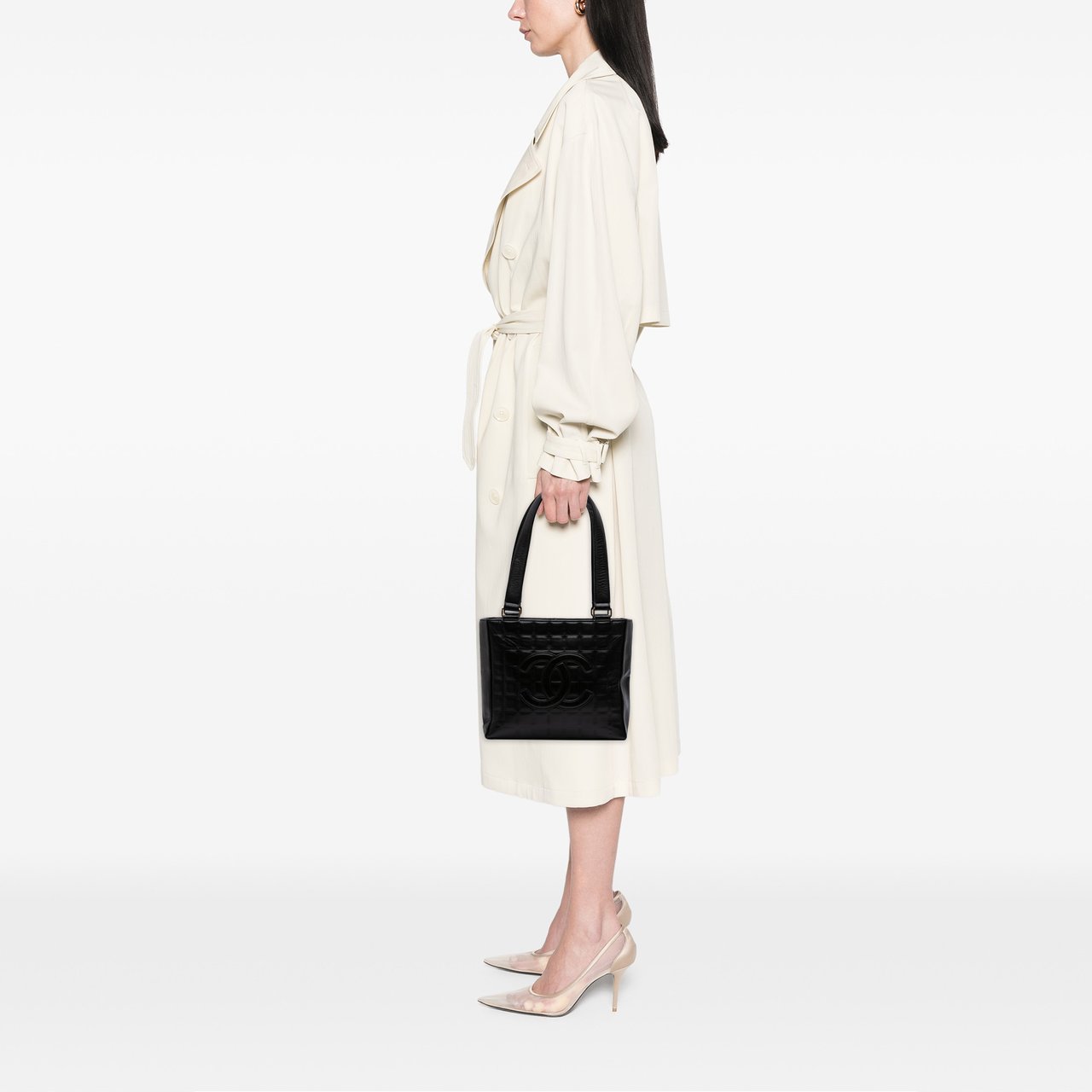 Chanel CC Lambskin Chocolate Bar Tote Zwart