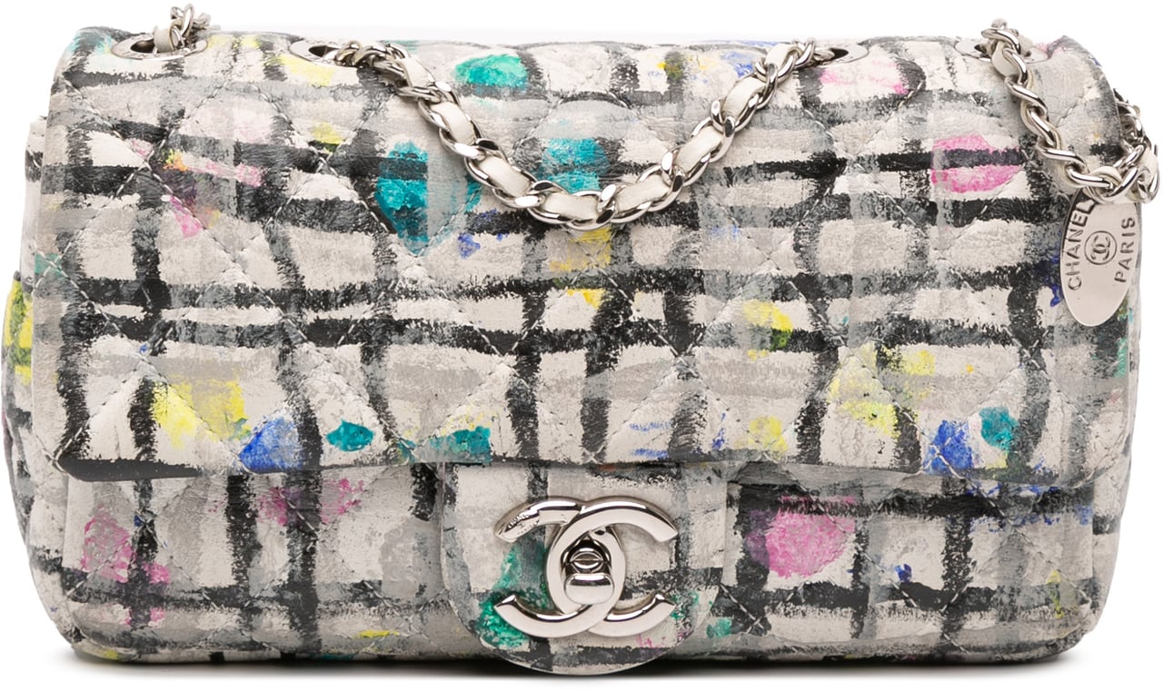 Chanel Mini Rectangular Calfskin Hand Painted Graffiti Flap Wit