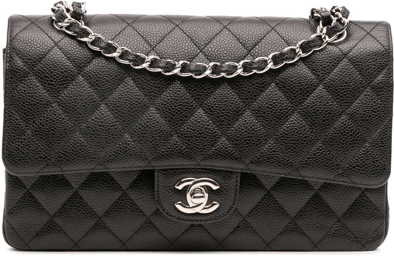 Chanel Medium Classic Caviar Double Flap Zwart