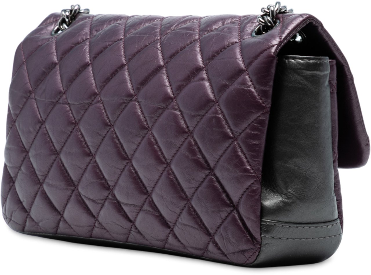 Chanel Small Bicolor Quilted Aged Calfskin Lady Pearly Flap Paars