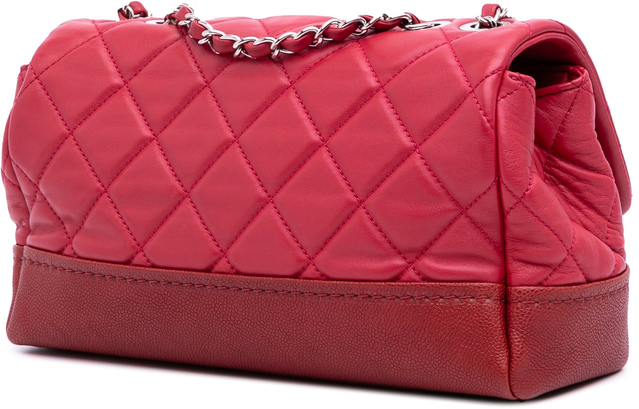Chanel Medium Quilted Lambskin and Caviar Bi Coco Flap Rood
