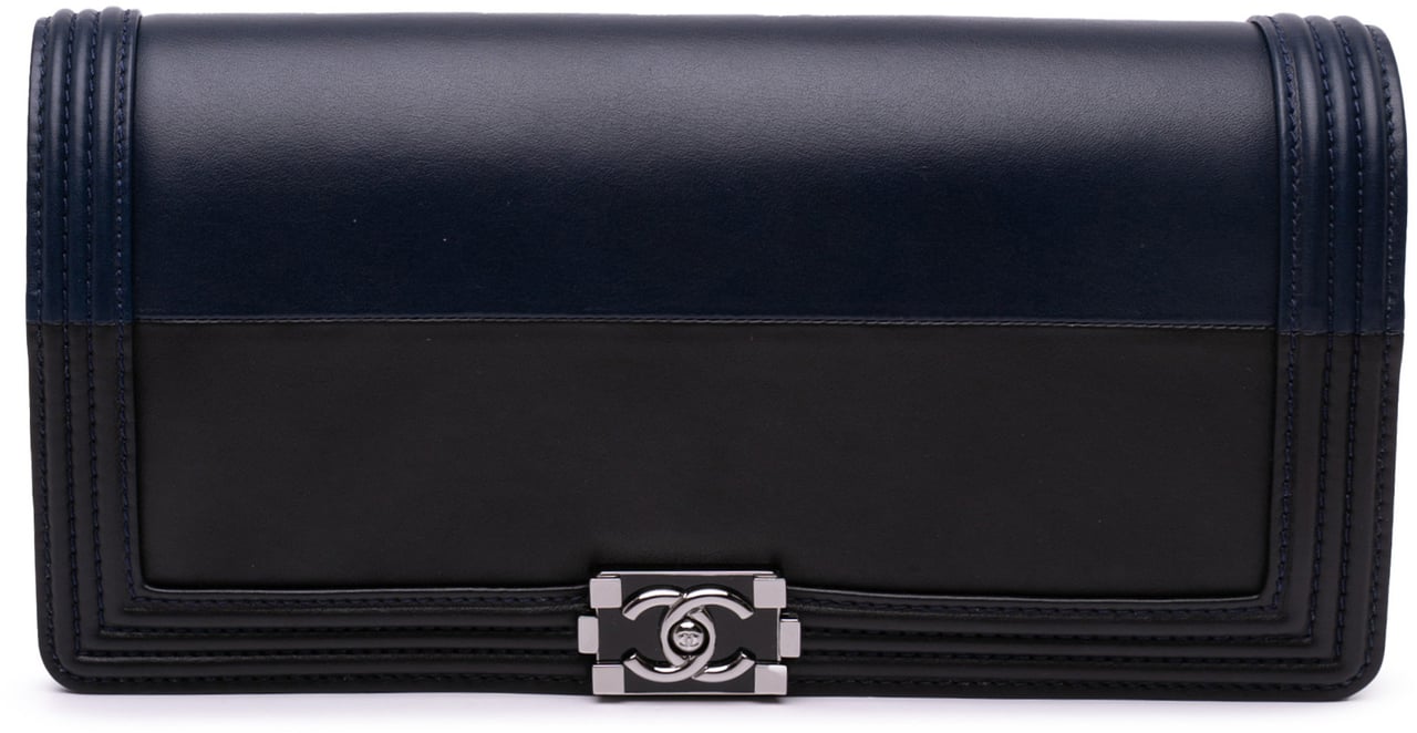 Chanel Bicolor Lambskin Boy Clutch Zwart