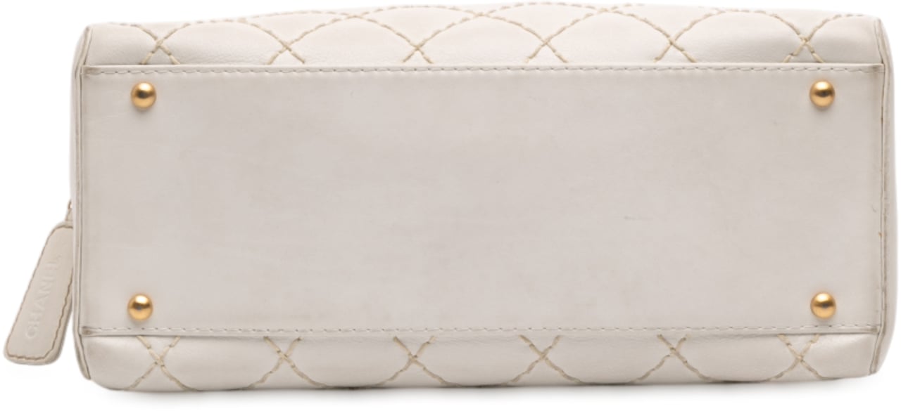 Chanel CC Lambskin Wild Stitch Handbag Wit