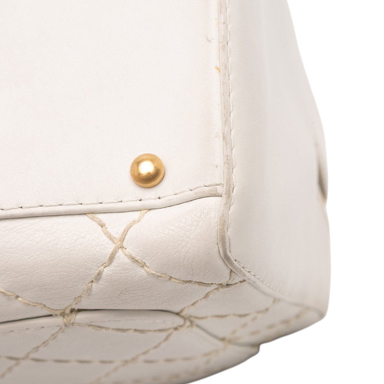 Chanel CC Lambskin Wild Stitch Handbag Wit