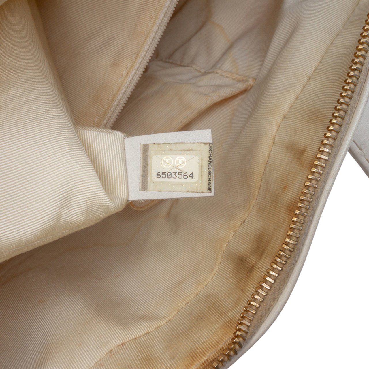 Chanel CC Lambskin Wild Stitch Handbag Wit