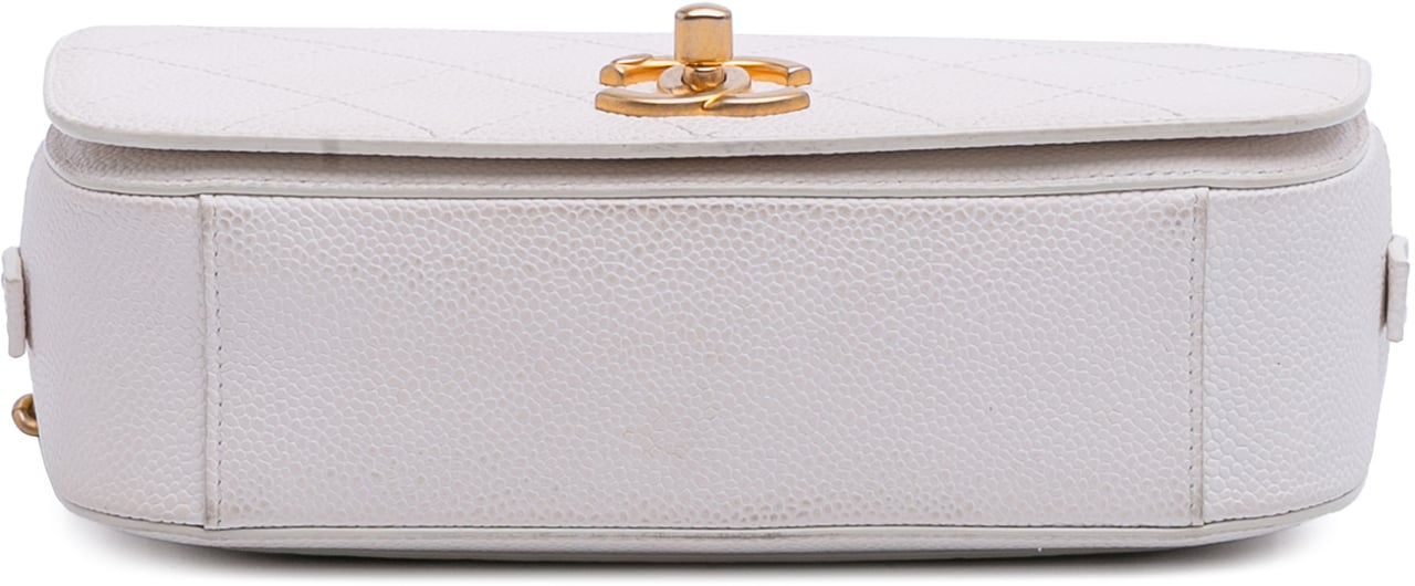Chanel CC Quilted Caviar Turnlock Full Flap Wit