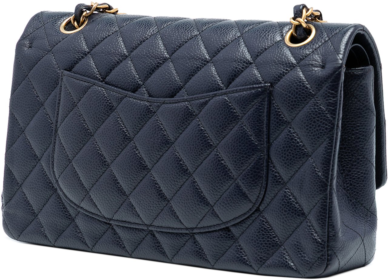 Chanel Medium Classic Caviar Double Flap Blauw