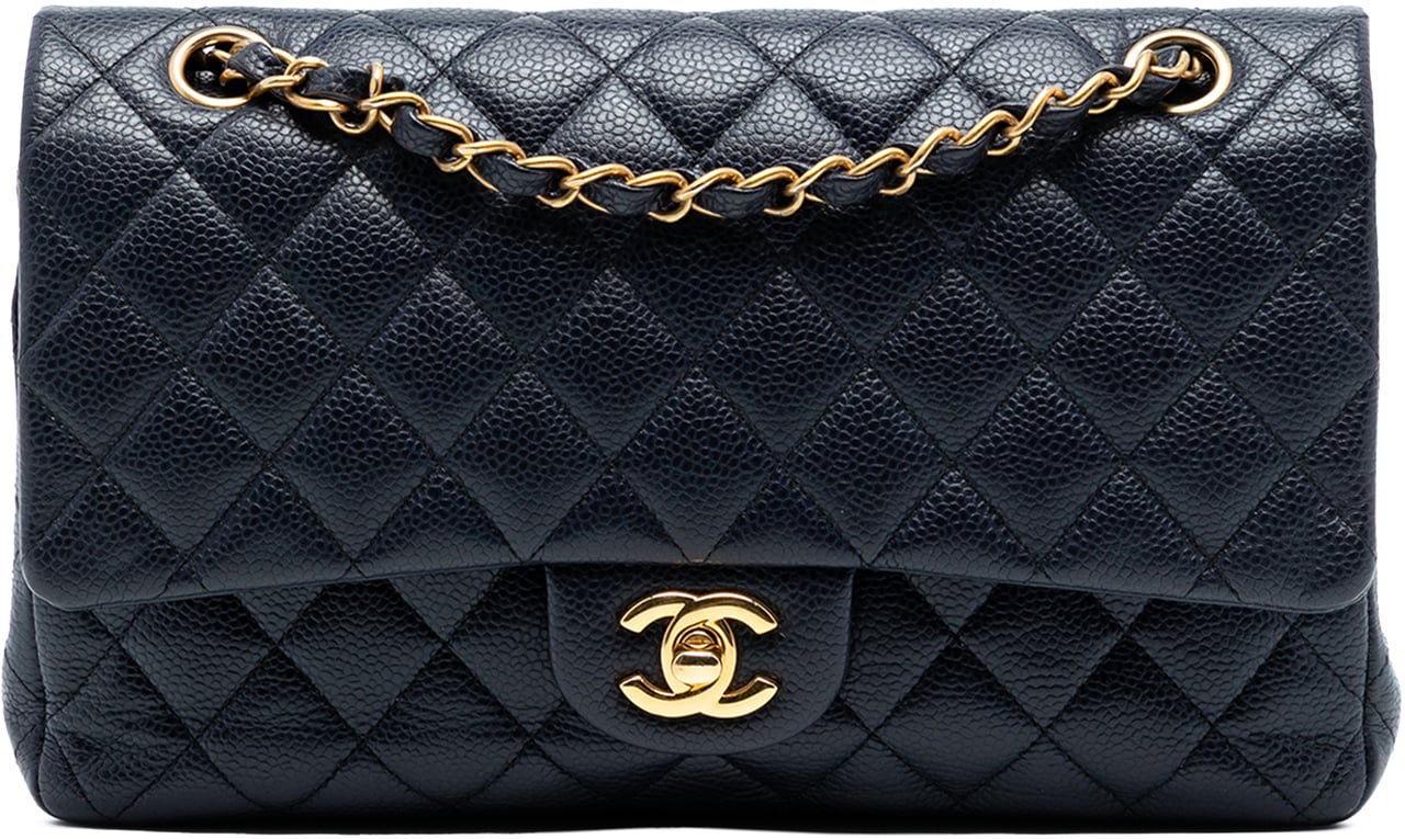 Chanel Medium Classic Caviar Double Flap Blauw
