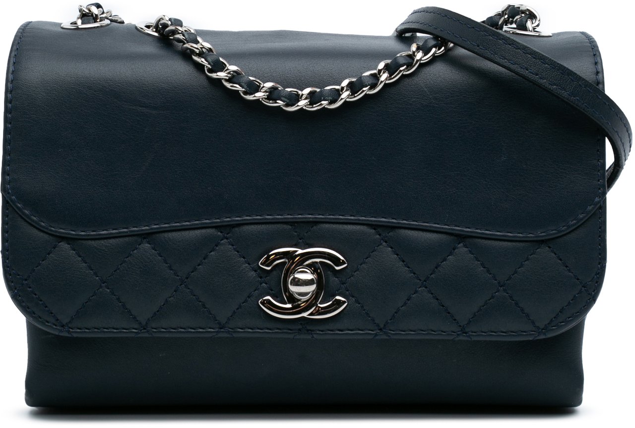 Chanel Mini Calfskin Tramezzo Flap Blauw