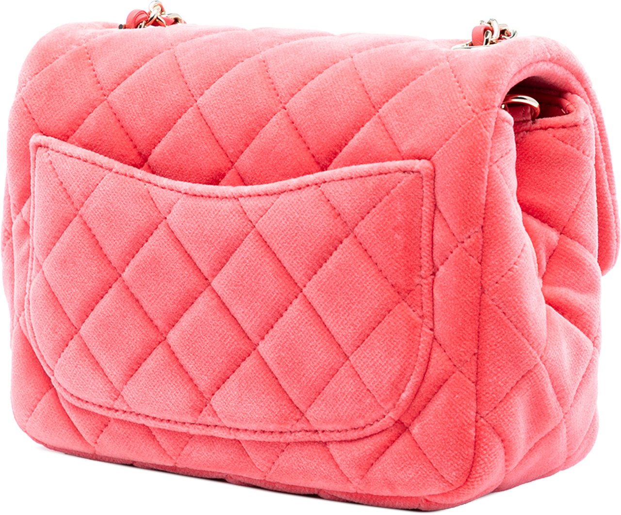 Chanel Mini Square Classic Velvet Pearl Crush Single Flap Roze