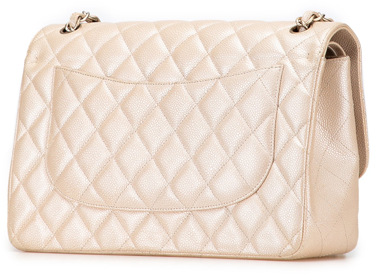 Chanel Jumbo Classic Iridescent Caviar Double Flap Goud