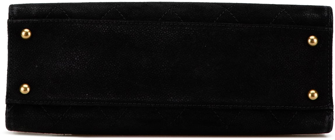 Chanel CC Suede Caviar Stitched Tote Zwart