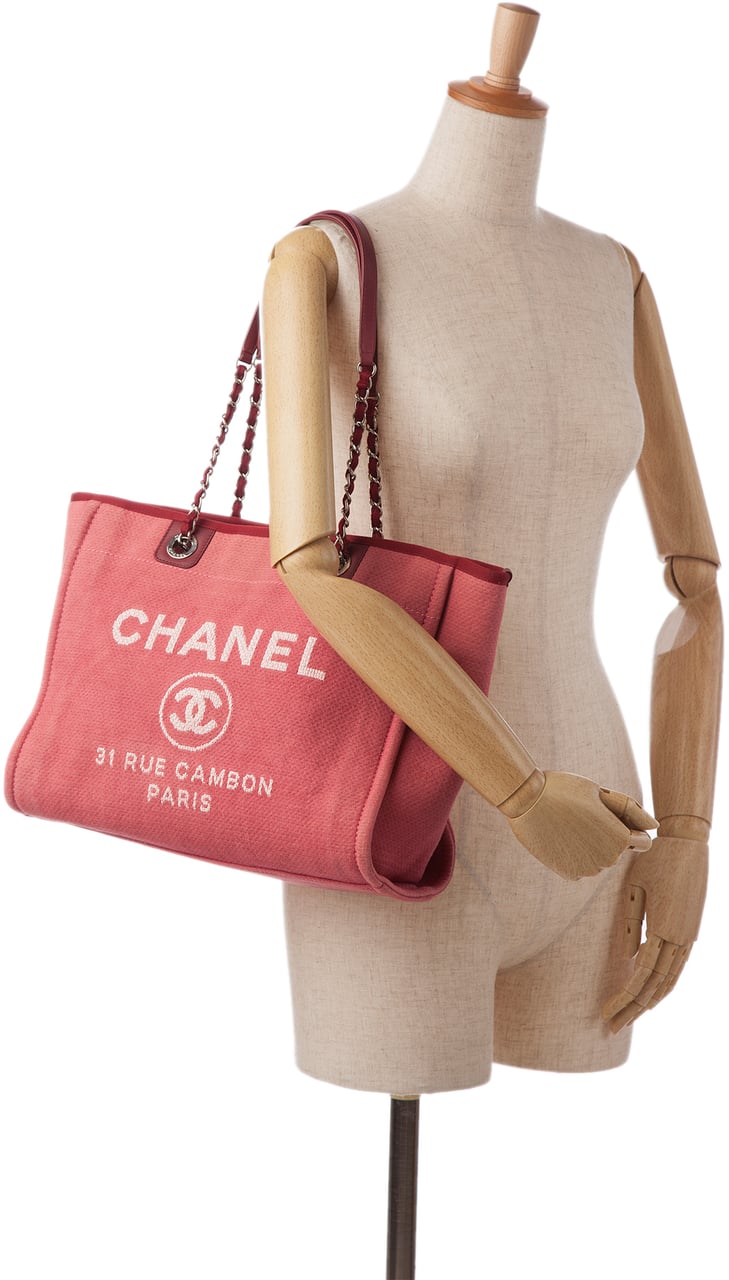 Chanel Small Mixed Fibers Deauville Tote Rood