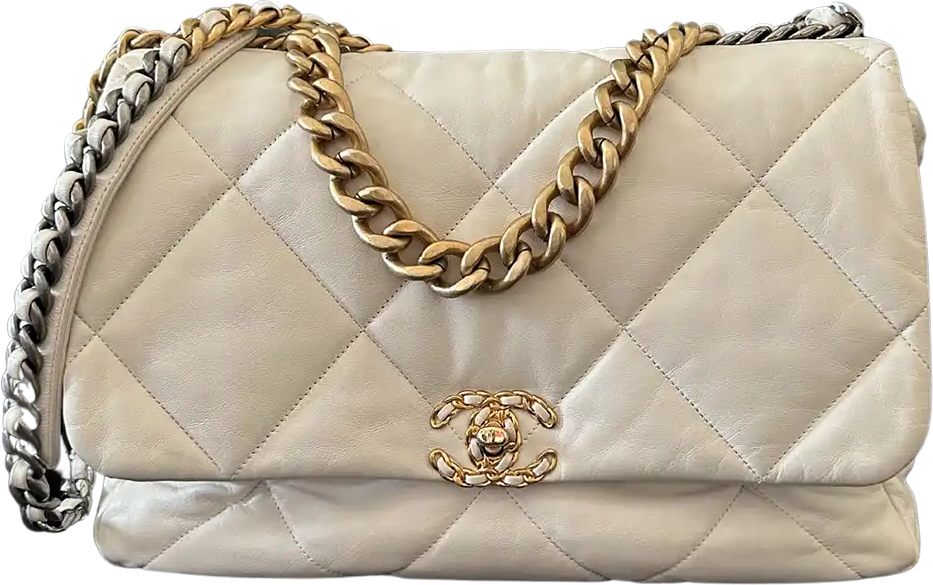 Chanel Chanel Chanel 19 Maxi Bag Lambskin White / Very Good Wit