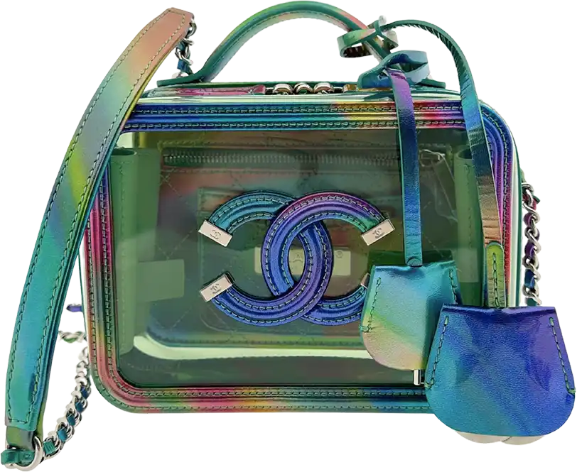Chanel Chanel Vanity Case Bag Small PVC Rainbow limited / mint Groen