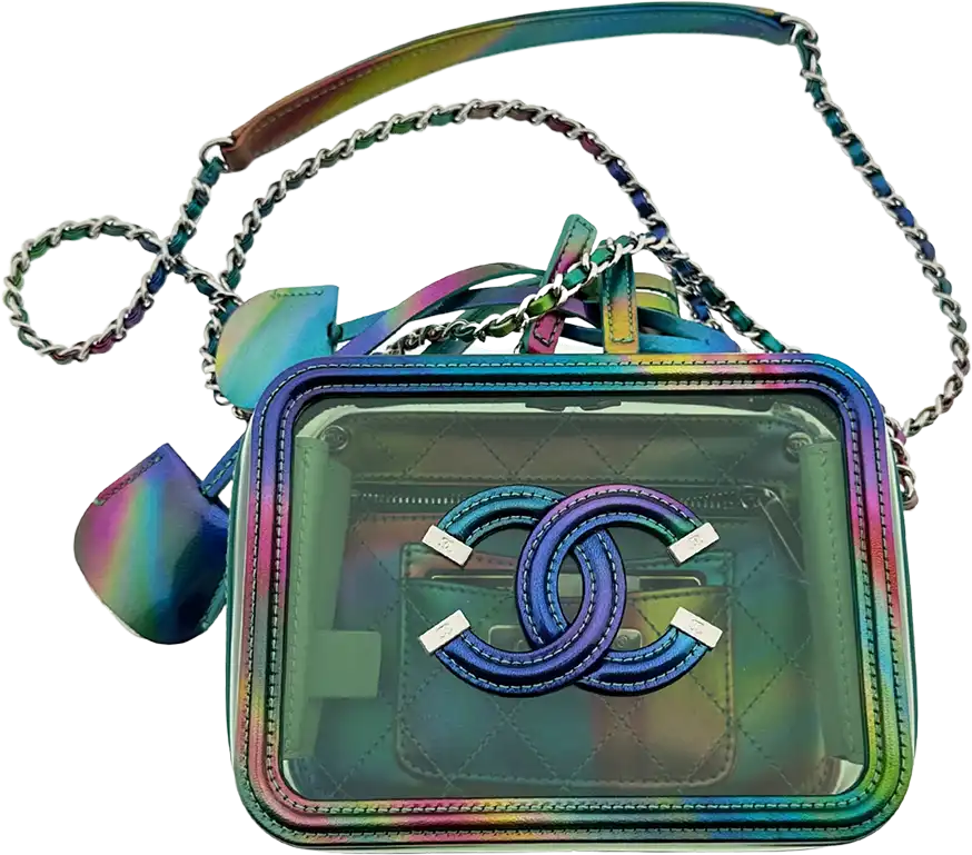 Chanel Chanel Vanity Case Bag Small PVC Rainbow limited / mint Groen