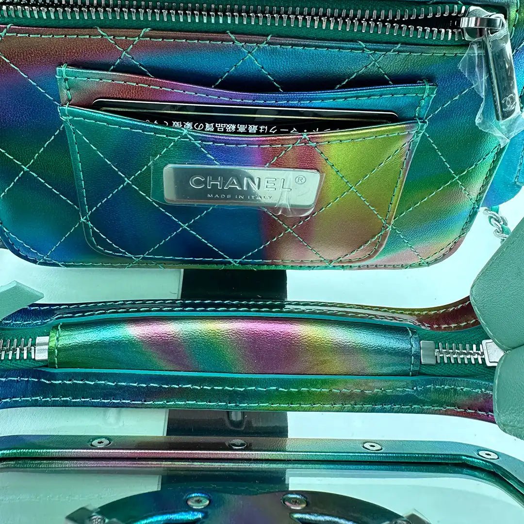 Chanel Chanel Vanity Case Bag Small PVC Rainbow limited / mint Groen