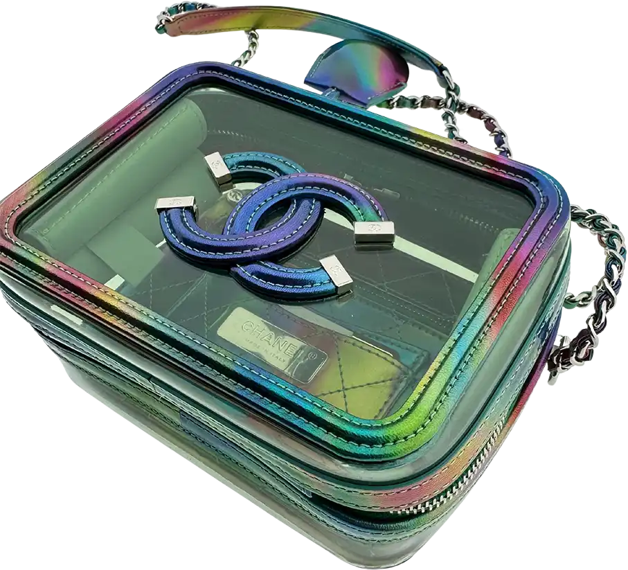 Chanel Chanel Vanity Case Bag Small PVC Rainbow limited / mint Groen