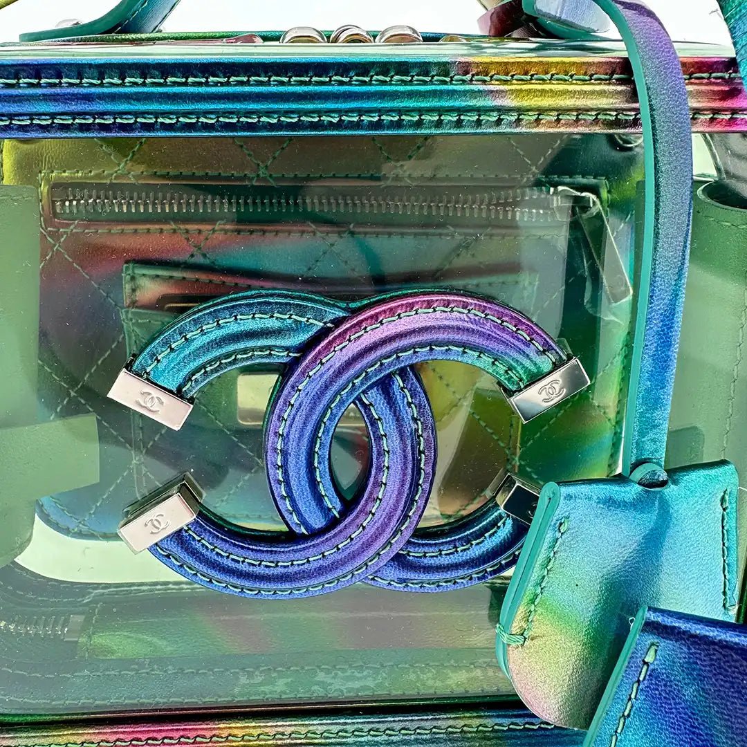 Chanel Chanel Vanity Case Bag Small PVC Rainbow limited / mint Groen
