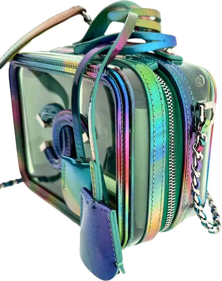 Chanel Chanel Vanity Case Bag Small PVC Rainbow limited / mint Groen