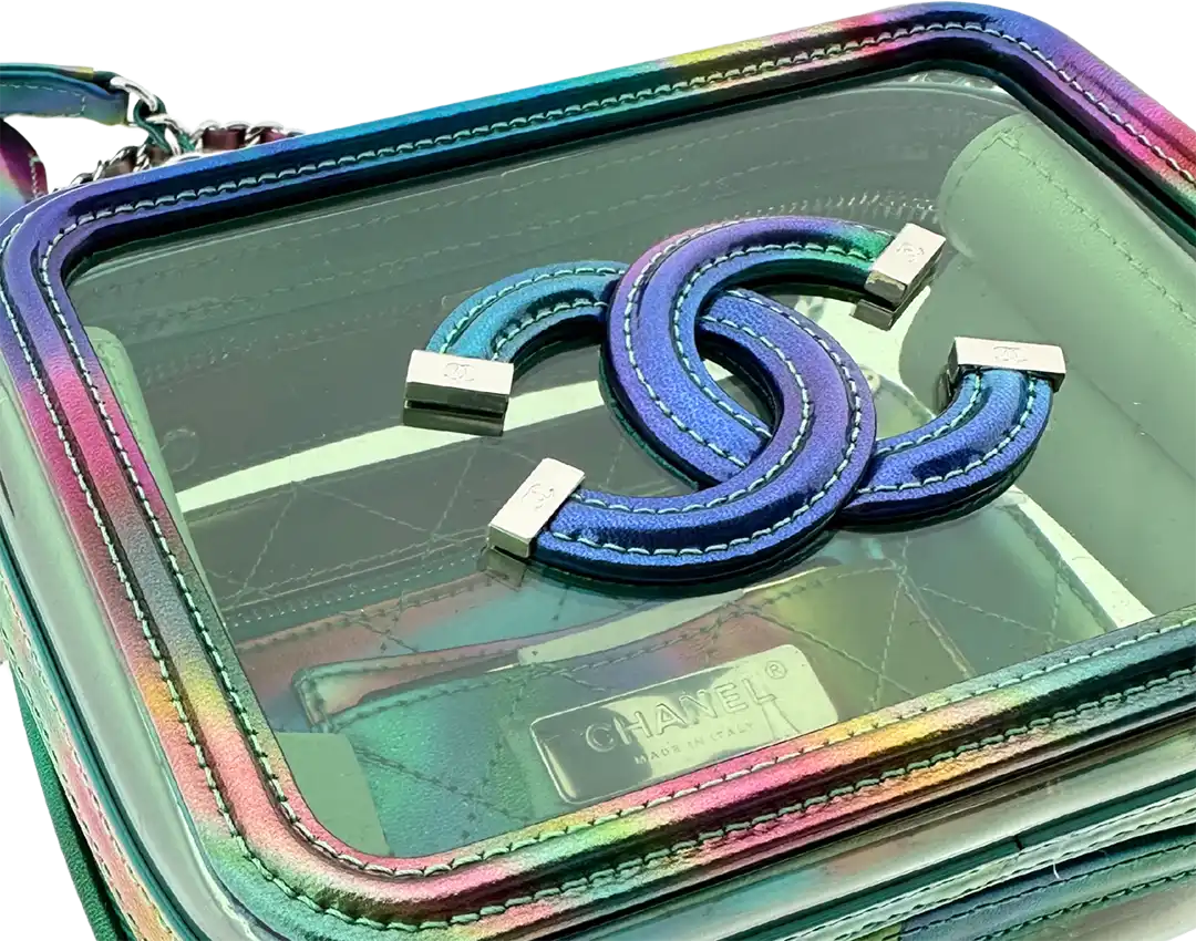 Chanel Chanel Vanity Case Bag Small PVC Rainbow limited / mint Groen