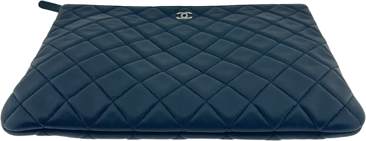 Chanel Chanel Coco Mark Pouch Matelasse Clutch dark blue / very good Blauw