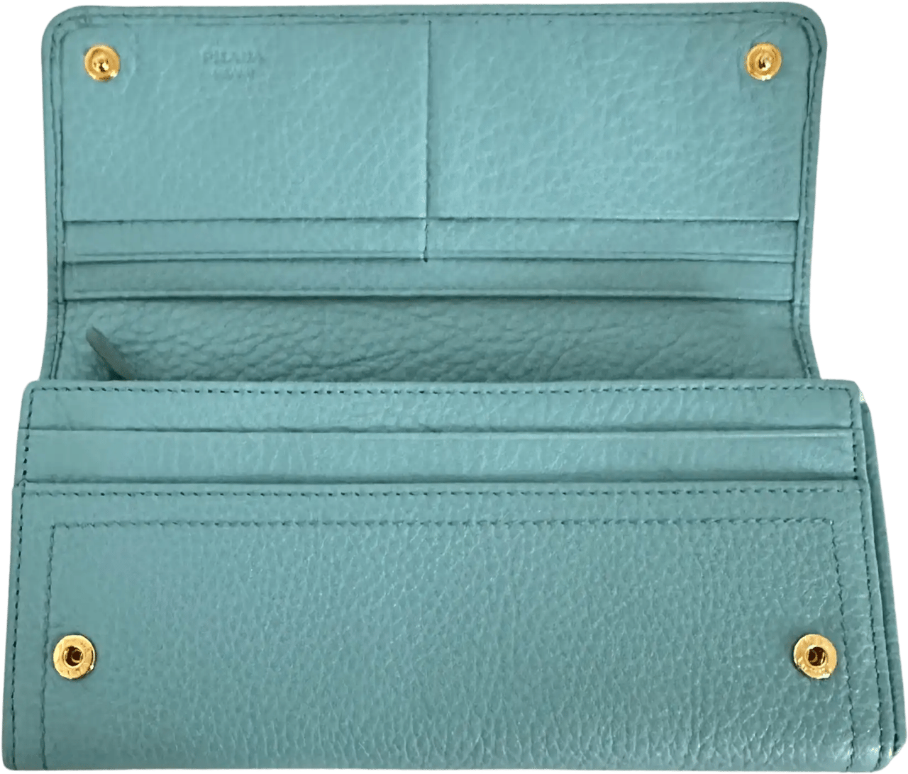 Chanel Prada Vitello Daino wallet Anice (turquoise) 1M1132 / very good Groen