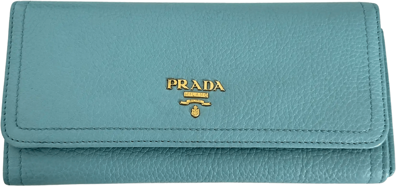 Chanel Prada Vitello Daino wallet Anice (turquoise) 1M1132 / very good Groen