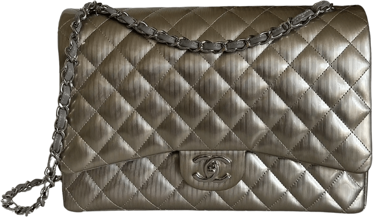 Chanel Chanel Timeless Maxi Double Flap Bag Champagne embossed leather with iridescent finish rare / mint Divers