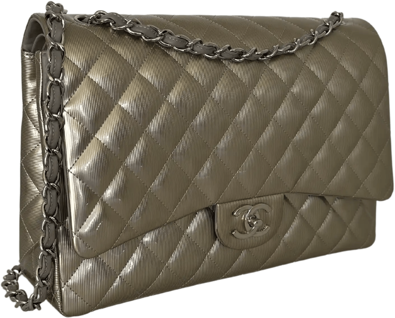 Chanel Chanel Timeless Maxi Double Flap Bag Champagne embossed leather with iridescent finish rare / mint Divers