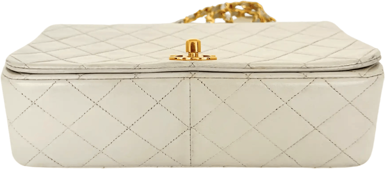 Chanel Chanel Timeless Single Flap Small white lambskin leather vintage / good Wit