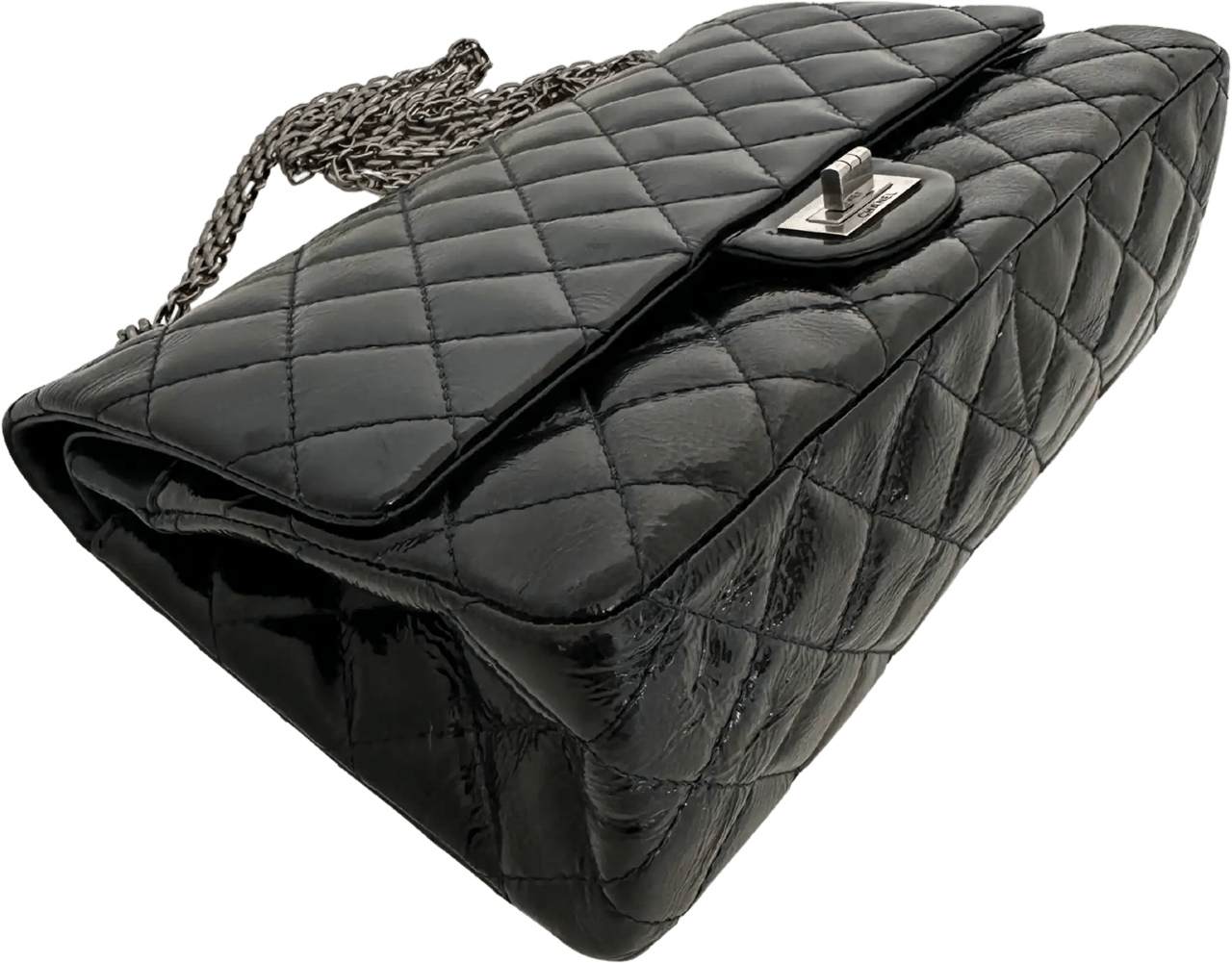 Chanel Chanel 2.55 Reissue 226 Medium Double Flap Bag Metallic Calfskin Dark Blue / Very Good Wit
