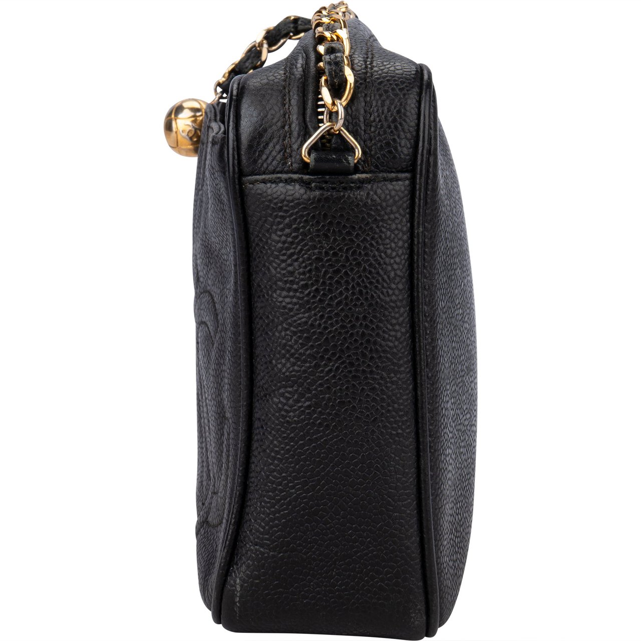 Chanel Chanel Caviar Leather Triple CC Camera Crossbody Bag Zwart