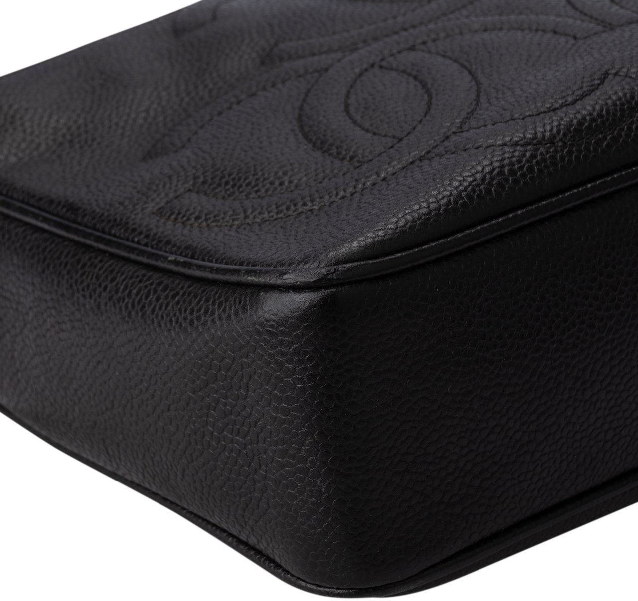 Chanel Chanel Caviar Leather Triple CC Camera Crossbody Bag Zwart