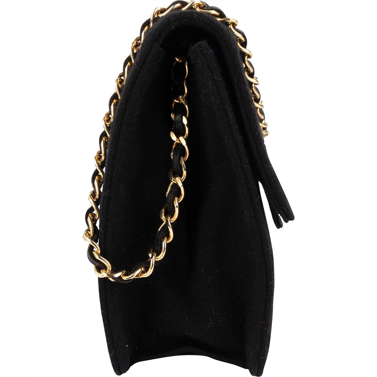 Chanel Chanel Quilted Cotton Single Flap Shoulder Bag Zwart