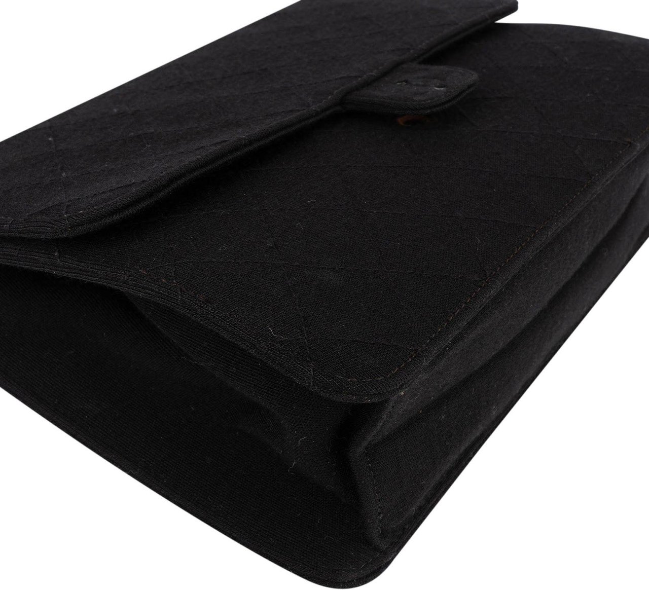 Chanel Chanel Quilted Cotton Single Flap Shoulder Bag Zwart