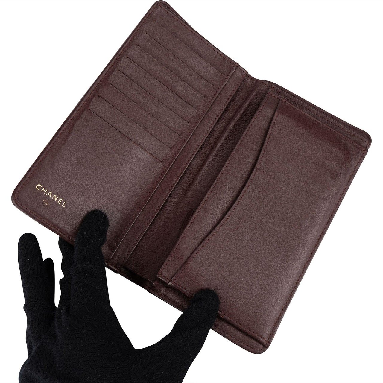 Chanel Chanel Quilted Caviar Leather CC Flap Wallet Zwart