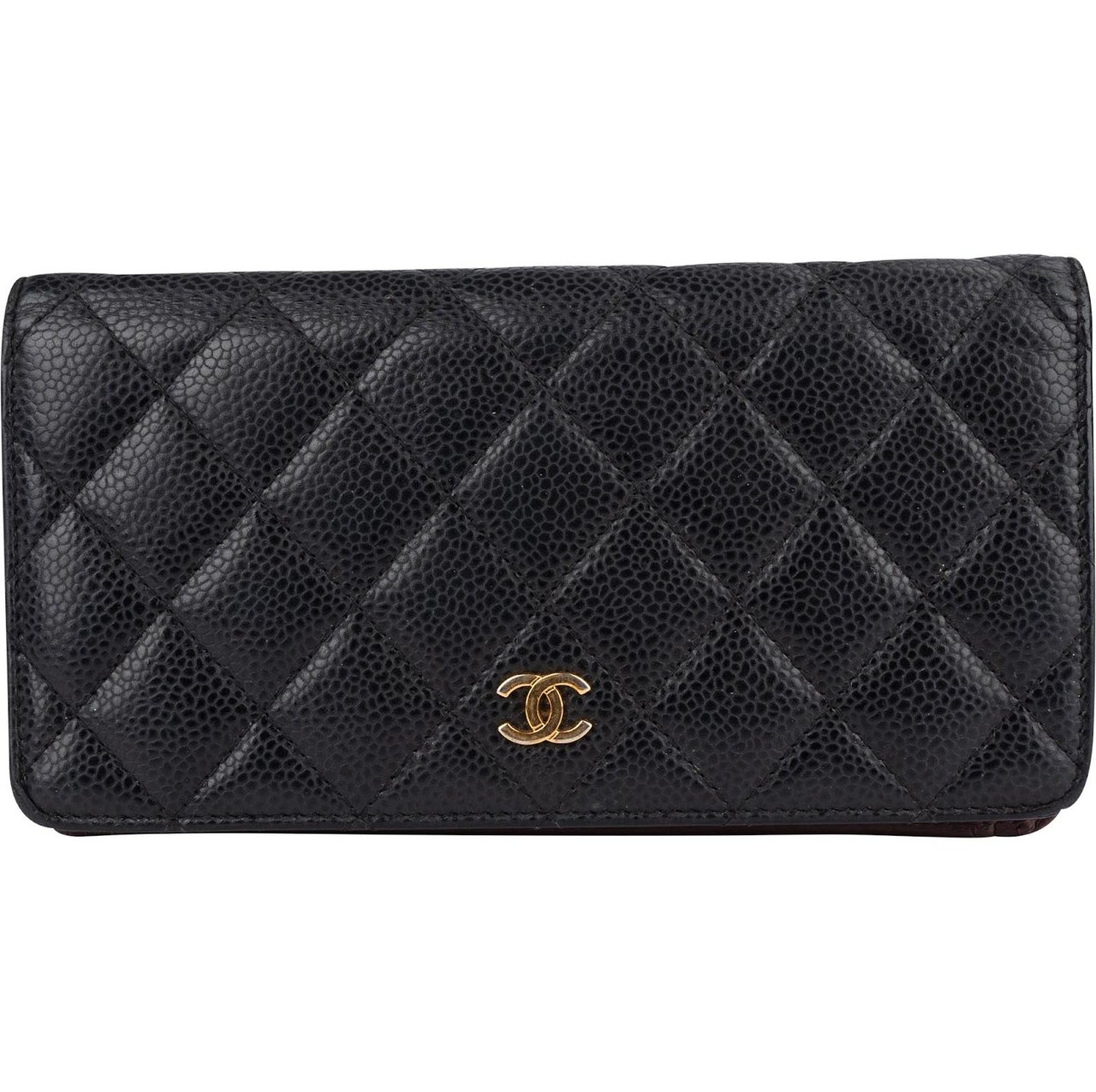 Chanel Chanel Quilted Caviar Leather CC Flap Wallet Zwart