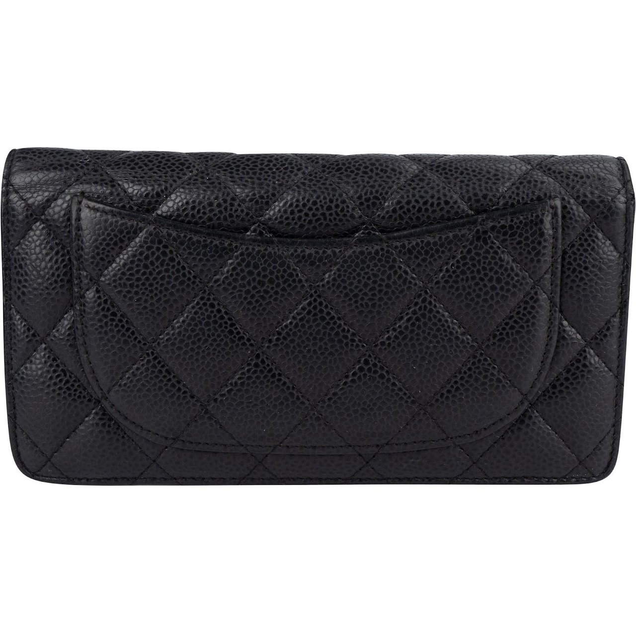 Chanel Chanel Quilted Caviar Leather CC Flap Wallet Zwart