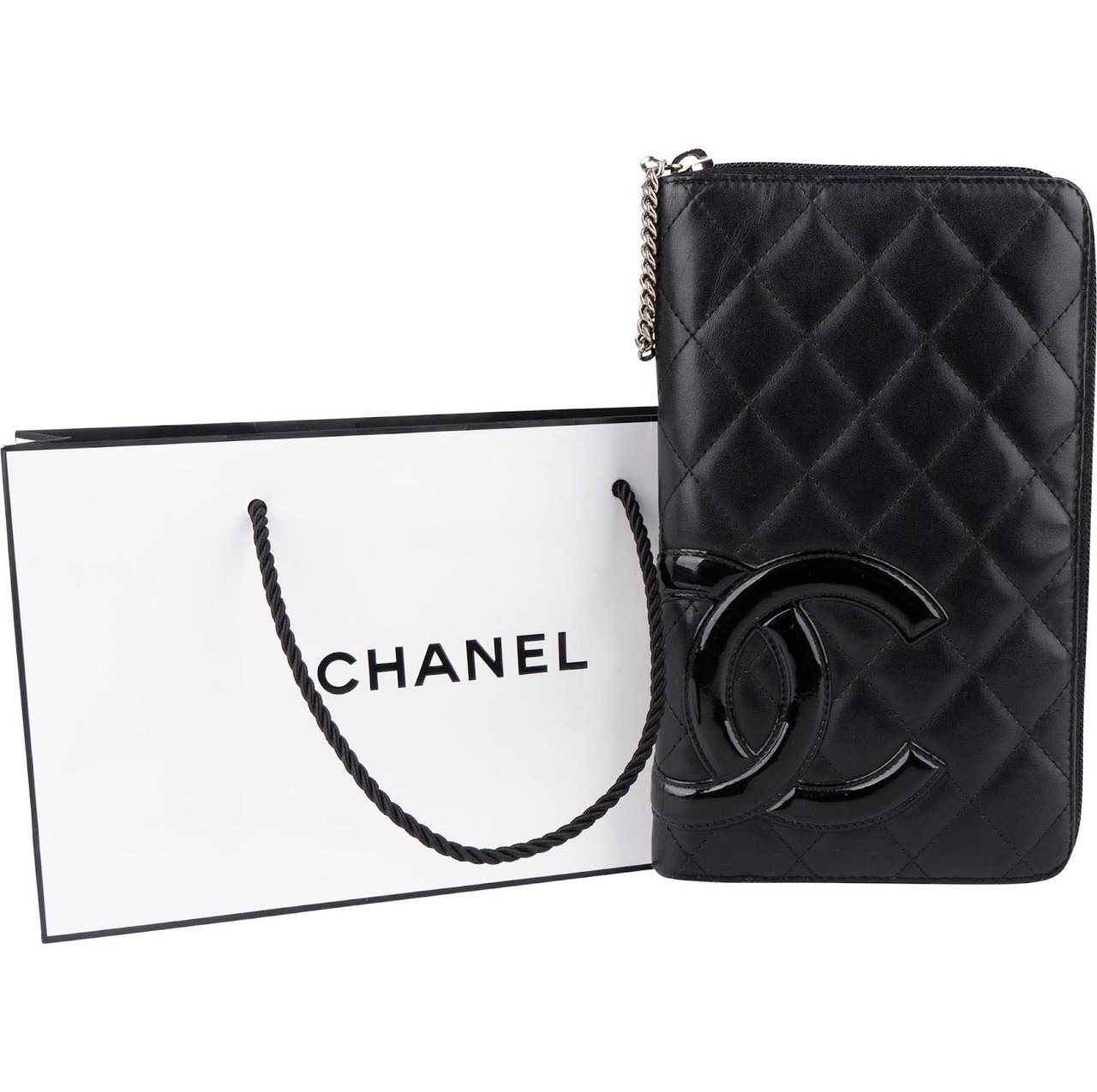 Chanel Chanel Quilted Lambskin Cambon Wallet Zwart