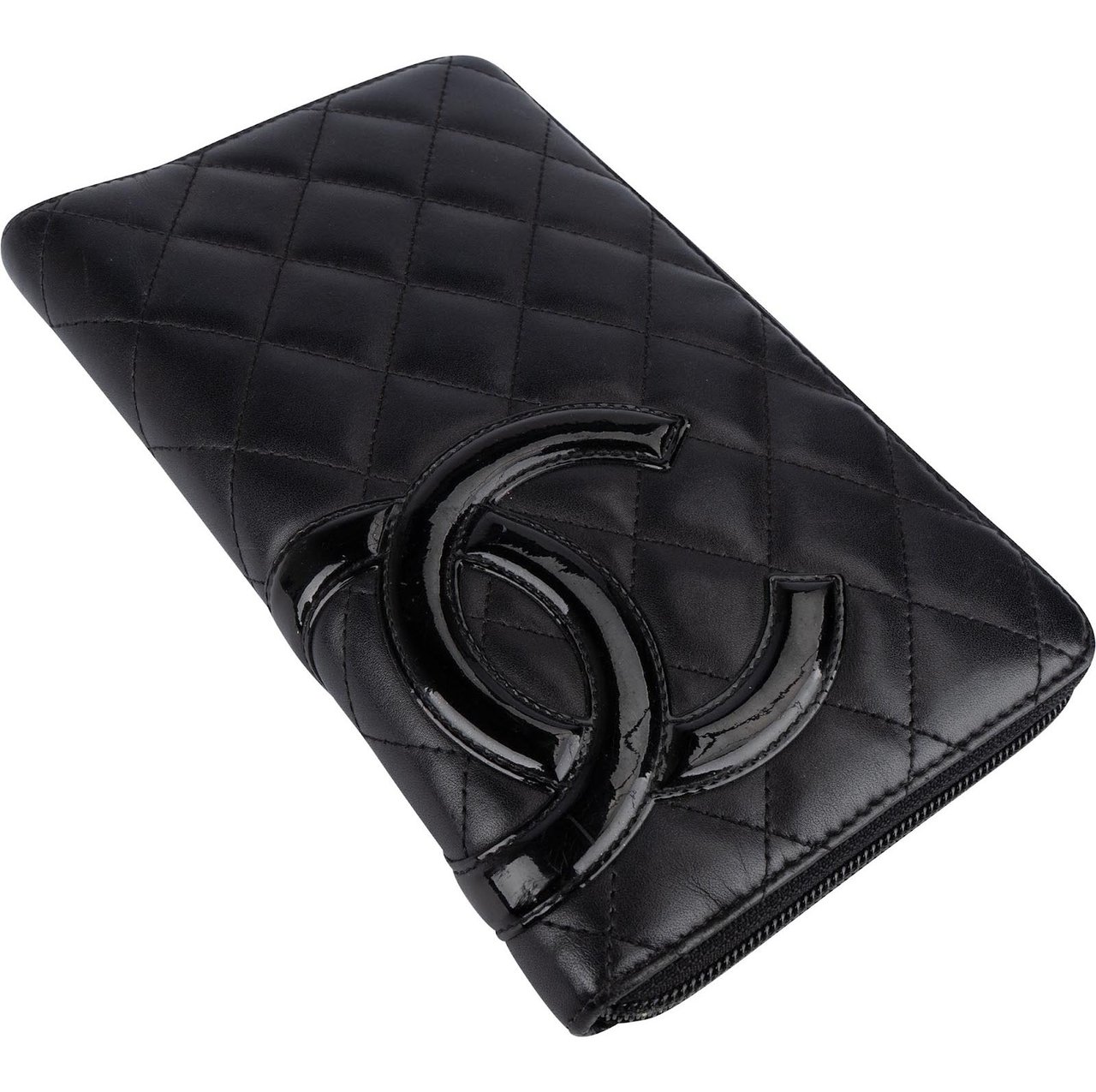 Chanel Chanel Quilted Lambskin Cambon Wallet Zwart