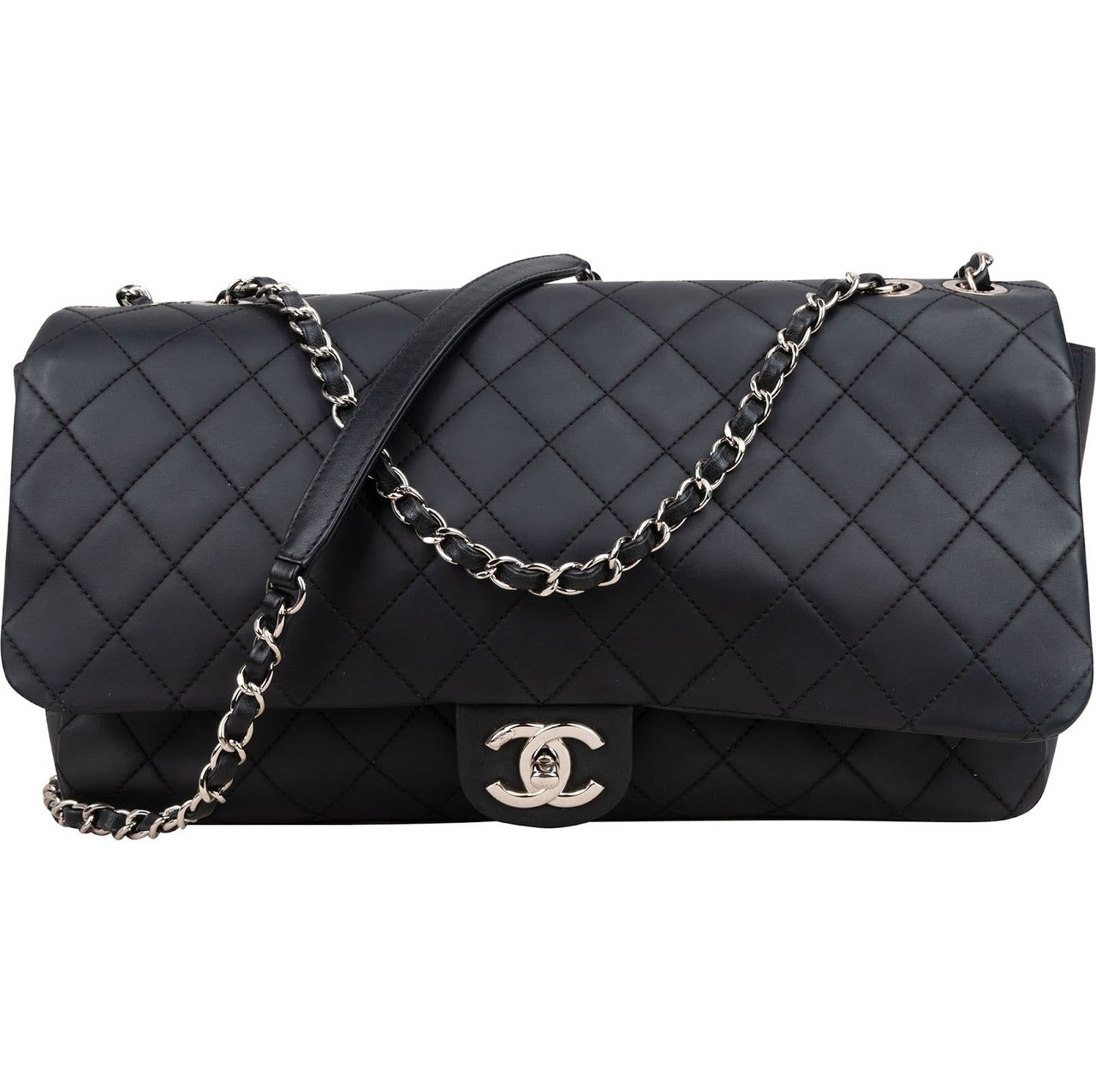 Chanel Quilted Raincoat Single Flap Crossbody Bag Zwart