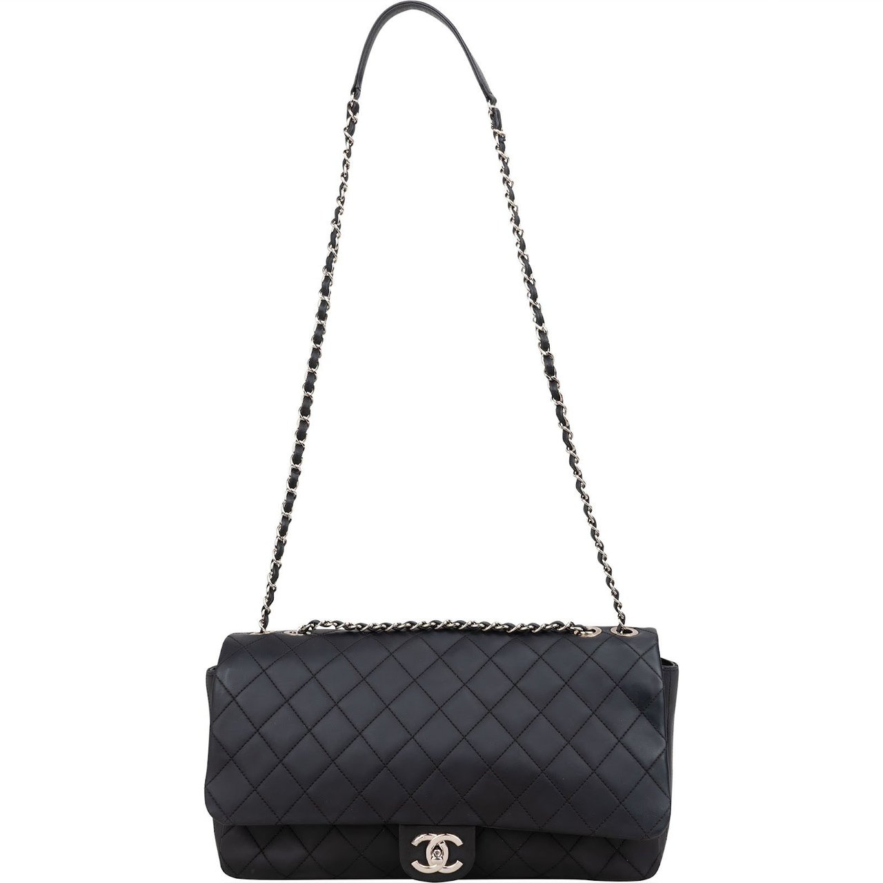 Chanel Quilted Raincoat Single Flap Crossbody Bag Zwart