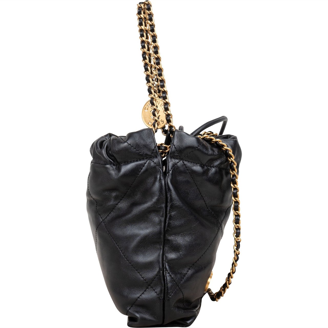Chanel Chanel 22 Quilted Lambskin Drawstring Crossbody Bag Zwart