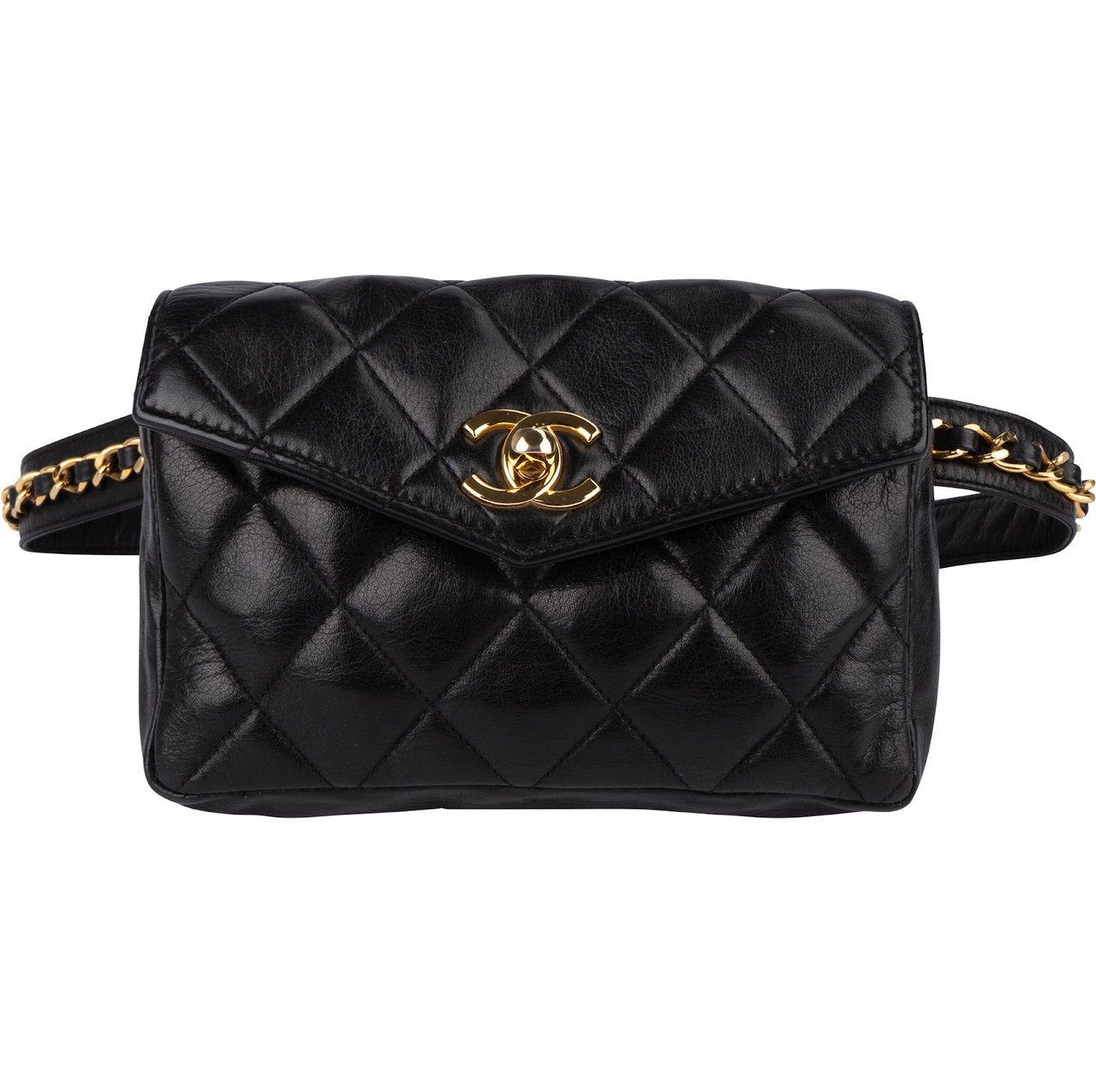 Chanel Chanel Quilted Lambskin CC Belt Bum Waist Bag Zwart