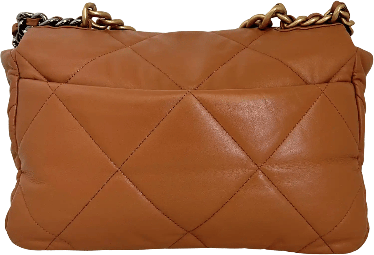 Chanel Chanel 19 Flap Bag Medium Tasche glänzendes Lammleder Caramel / sehr gut Bruin