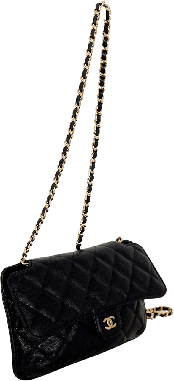 Chanel Chanel Quilted Foldable Chain Tote Bag Caviar mit Polka Dots Navyblau / neuwertig Blauw